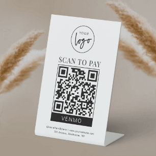 Venmo QR Code Payment Minimalist Logo Scan to Pay Pedestal Sign