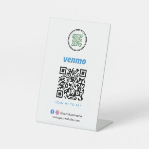 Venmo QR Code Payment Scan to Pay Business Logo Pedestal Sign