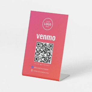 Venmo QR Code Payment Scan to Pay Business Logo Pedestal Sign