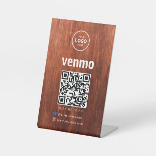 Venmo QR Code Payment Scan to Pay Business Logo Pedestal Sign