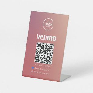 Venmo QR Code Payment Scan to Pay Business Logo Pedestal Sign