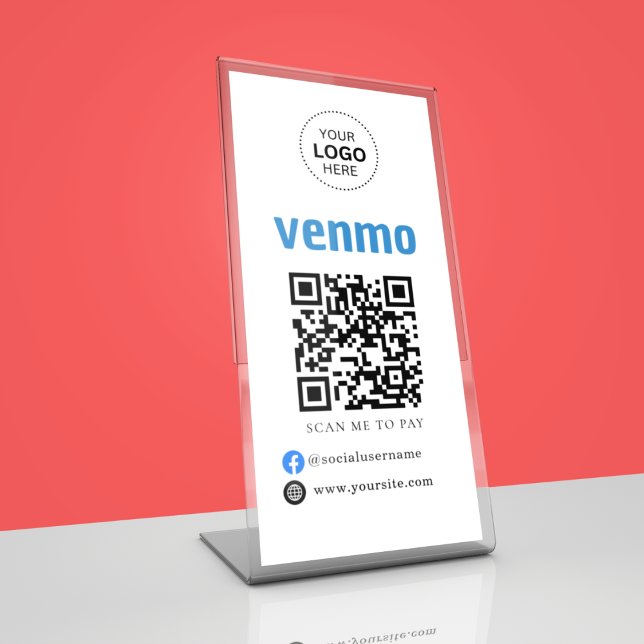Venmo QR Code Payment | Scan to Pay Business Logo Pedestal Sign (Creator Uploaded)