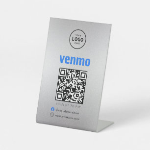 Venmo QR Code Payment Scan to Pay Business Logo Pedestal Sign