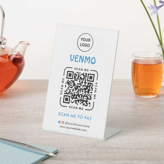 Venmo QR Code Payment | Scan to Pay Business Logo Pedestal Sign (In SItu)
