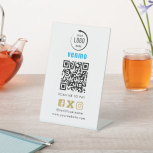 Venmo QR Code Payment Scan to Pay Business Logo Pedestal Sign