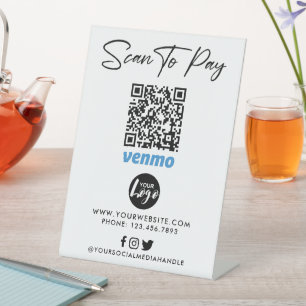 Venmo QR Code Payment   Scan to Pay Logo Pedestal Sign