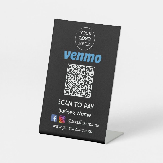 Venmo QR Code Payment | Scan to Pay Pedestal Sign (Front)