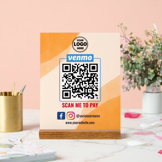 Venmo QR Code Payment | Wight Scan to Pay Business Acrylic Sign (Wedding)