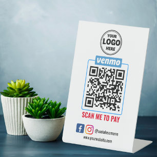 Venmo QR Code Payment   Wight Scan to Pay Business Pedestal Sign