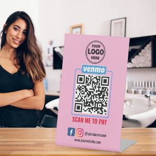 Venmo QR Code Payment   Wight Scan to Pay Business Pedestal Sign