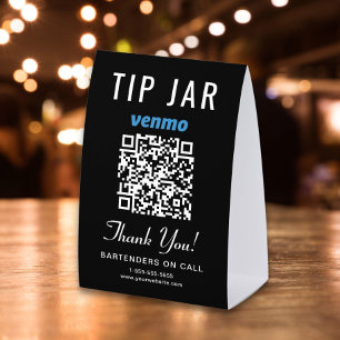 Venmo Tip Jar QR Black Business