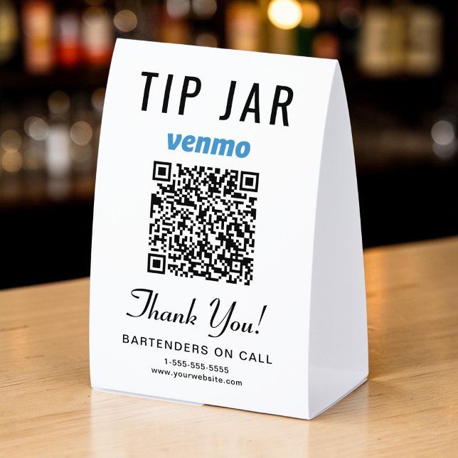 Venmo Tip Jar QR Business (Venmo Tip Jar QR Business Paper Table Tent)