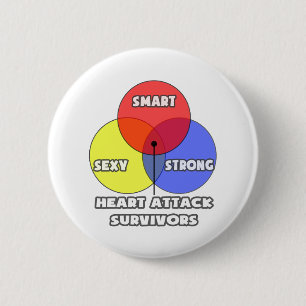 Venn Diagram .. Heart Attack Survivors 6 Cm Round Badge