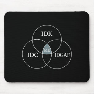 Venn Diagram Idgaf Funny Meme Science Scifi Idc Id Mouse Pad