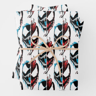 Venom and Carnage Split Inked Face Graphic Wrapping Paper Sheet