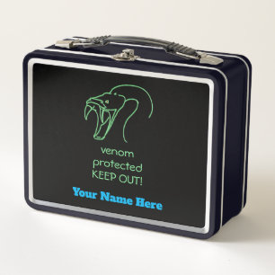 Venom Protected KEEP OUT - Snake Head and Fangs Metal Lunch Box