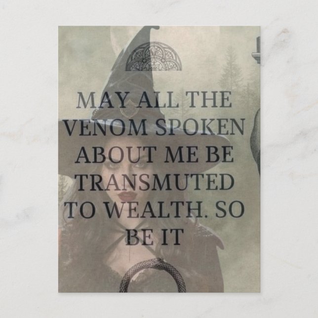 Venom to Wealth Witch Prayer  Postcard (Front)