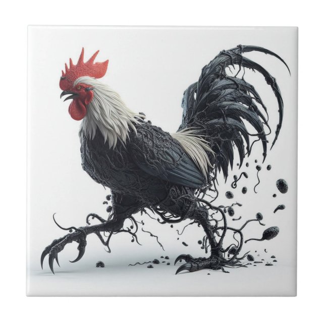 Venomized Rooster Ceramic Tile (Front)