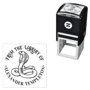 Venomous Cobra Snake Round Library Book Name Self-inking Stamp