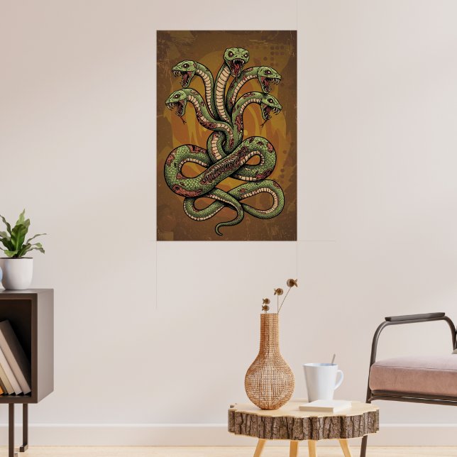 Venomous Multi-Headed Serpent Creature Poster (Living Room 3)