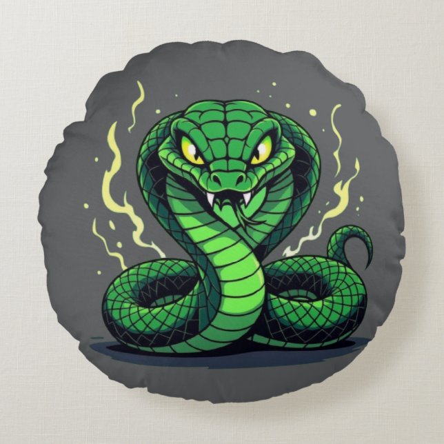 Venomous Snake – Danger and Precision Round Cushion (Front)