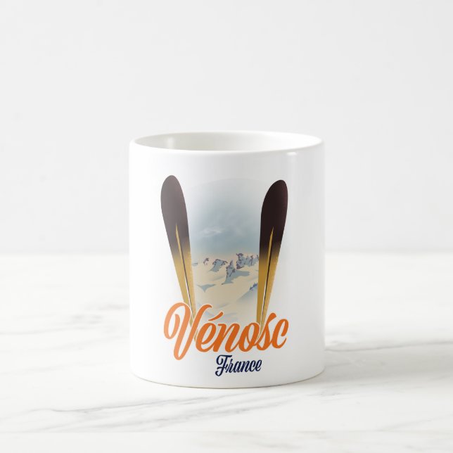Vénosc, France Ski poster Coffee Mug (Center)