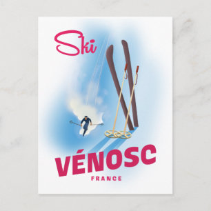 Vénosc France to Ski Postcard