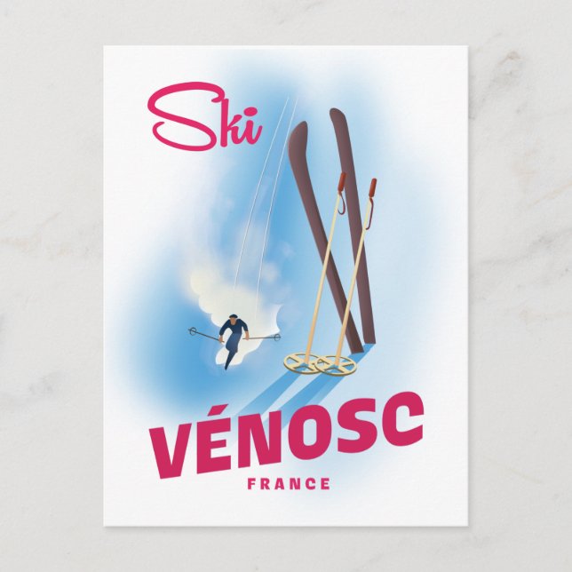 Vénosc France to Ski Postcard (Front)