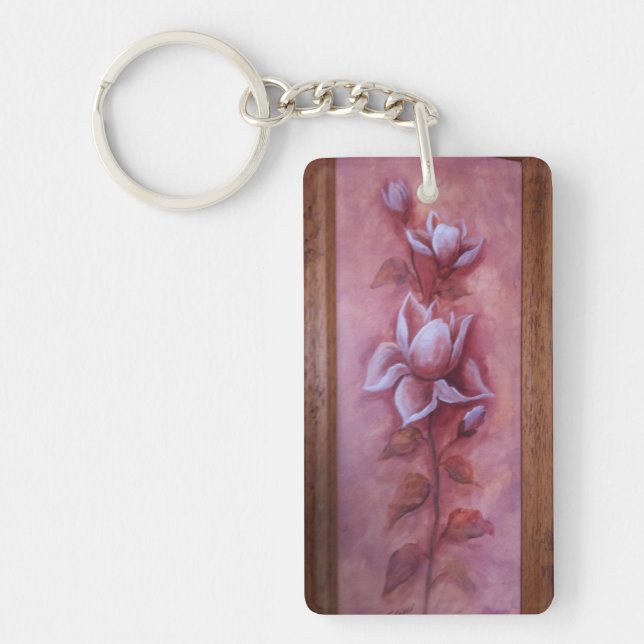 Ventage  florwer Rectangle double sided key Ring (Front)