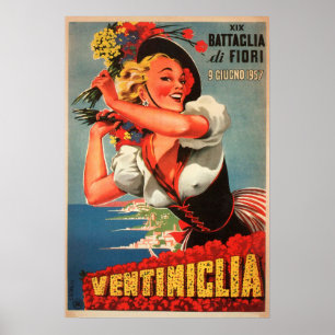 Ventimiglia, Italy Vintage Travel Poster