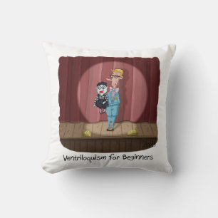 Ventriloquism for Beginners funny Birthday card Cushion