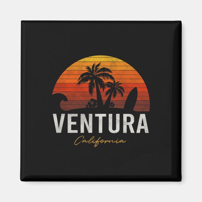 Ventura Beach California Palms Vacation Surf Sundo Magnet (Front)