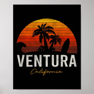 Ventura Beach California Palms Vacation Surf Sundo Poster