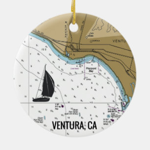Ventura CA Sailing Ceramic Ornament