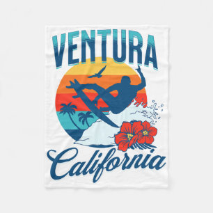 Ventura California Beach Surf Summer Vacation Vint Fleece Blanket