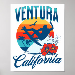 Ventura California Beach Surf Summer Vacation Vint Poster