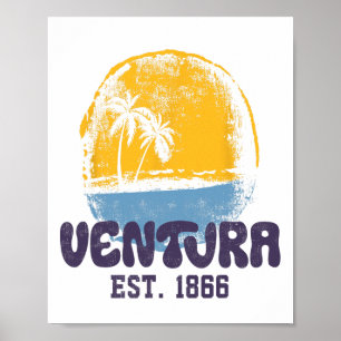 Ventura California Retro Surfer Vintage Beach For  Poster