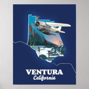 Ventura California travel map Poster