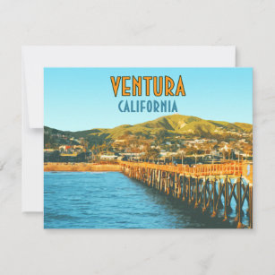 Ventura Pier Beach California Vintage Flat Card