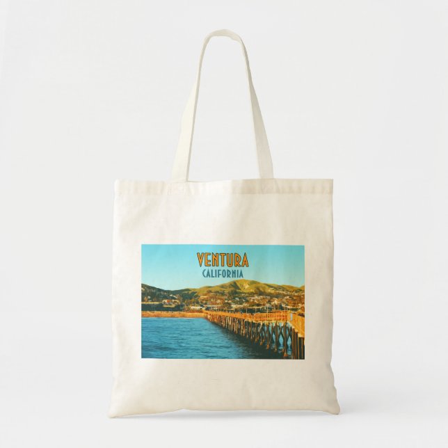 Ventura Pier Beach California Vintage Tote Bag (Front)