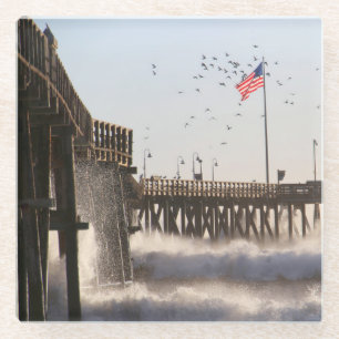 Ventura Pier Waves El Nino Glass Coaster