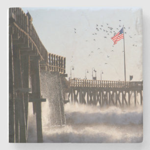 Ventura Pier Waves El Nino Stone Coaster