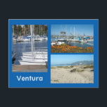 Ventura Shore Three Photo Postcard<br><div class="desc">Remember a seaside vacation in Ventura, California with this template card. Change any or all of the photographs for your own. The word "Ventura" is also a template field/ You can, of course, add text and photos to the back too. Still not quite right for you? You can change the...</div>