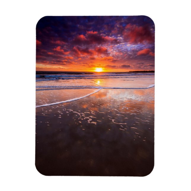 Ventura State Beach At Sunset Magnet (Vertical)