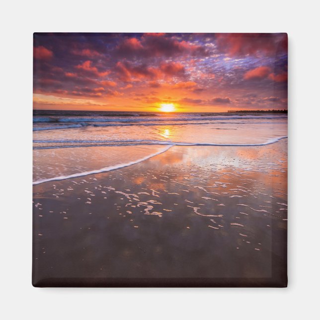 Ventura State Beach At Sunset Magnet (Front)
