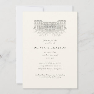 Venue Illustration Old Money Aesthetic, Wedding  Invitation