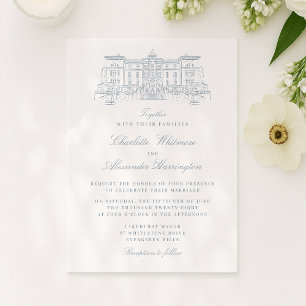 Venue,  Old Money Aesthetic, light blue  Invitation