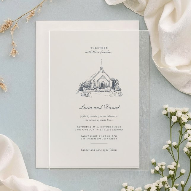 Venue Sketch Church Wedding Acrylic Invitation (Creator Uploaded)