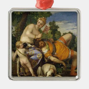 Venus and Adonis (by Paolo Veronese) Metal Ornament