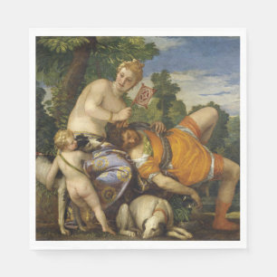 Venus and Adonis (by Paolo Veronese) Napkin